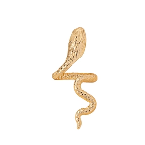 Elegant gold snake shaped open ring with textured scale detailing for women's party wear