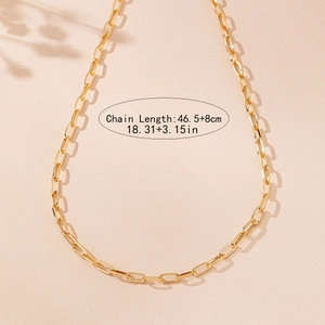 Minimalist gold paperclip chain necklace for women with adjustable extension link length