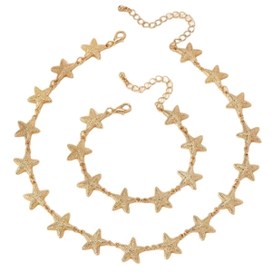 Parure élégante collier et bracelet étoile de mer dorée avec design océan mat