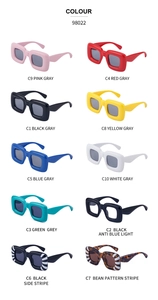 Selection of retro thick frame square sunglasses in various colors and patterns