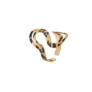 Golden wavy leopard print open ring with irregular geometric pattern for women