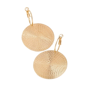 Fashionable gold round leopard texture earrings with retro geometric ripple design