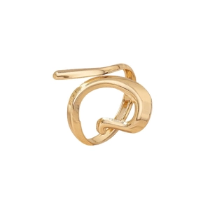Irregular streamlined gold cuff ring with minimalist wrap design for women