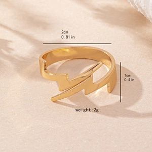 Minimalist gold lightning bolt open ring for women with stylish crisscross design motif