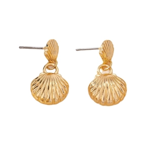 Elegant gold shell stud earrings with textured finish and marine-inspired style