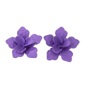 Elegant deep purple layered floral earrings crafted with matte finish metal for women