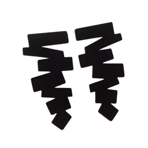 Minimalist matte black geometric zigzag earrings with modern irregular staircase design