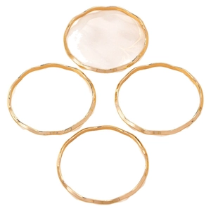Minimalist 4-piece gold bracelet set featuring irregular wavy hollow bangles for daily wear