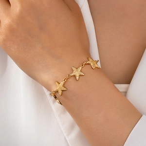 Bracciale Stella Marina In Lega Di Zinco Strutturato Catena A Maglie Regolabile Gioielli Da Spiaggia Per Donne