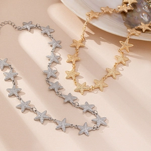 Starfish necklaces in gold and silver finish with sparkling pavé zircon stones