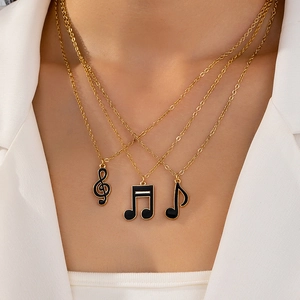 Colliers En Alliage Avec Pendentifs Note De Musique En Émail Clé De Sol Mode Artistique Pour Femmes Amateurs De Musique Cadeau