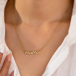 MAMA Letter Pendant Necklace Gold Plated Zinc Alloy Minimalist Fashion Clavicle Chain Jewelry Gift For Women Mother Day