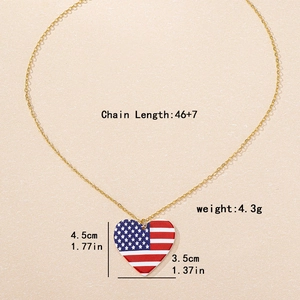 Collier doré avec pendentif cœur drapeau américain et chaîne réglable de 46cm bijou