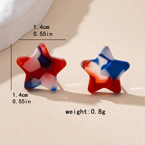 Red white and blue marble star earrings for Independence Day celebration gifts
