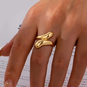 Minimalist Fluid Liquid Metal Ring Zinc Alloy Adjustable Geometric Irregular Shape Open Fashion Jewelry Gift For Women