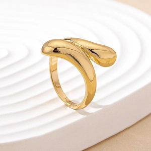 Minimalist geometric gold snake ring with a polished crossover design for women