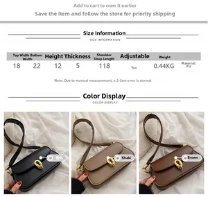 Größentabelle für PU-Leder Umhängetasche mit Maßen und Farben wie Schwarz und Braun