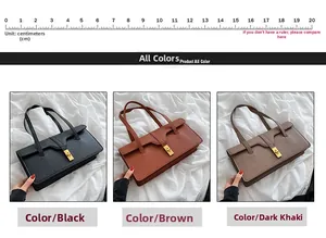 Detailed size comparison and color options for vintage baguette shoulder bags