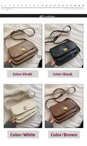 Detailed view of vintage quilted shoulder bags in khaki, black, white, and brown colors