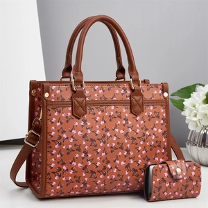 Sac À Main Imprimé Cerise Pour Femmes En Cuir PU Grande Capacité Tote Et Pochette Assortie Rétro Sac À Bandoulière