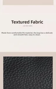 Dettaglio in pelle PU nera con texture litchi per una borsa a tracolla da donna testurizzata