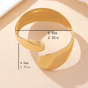 Polished gold adjustable open cuff bracelet with 5.9cm inner diameter dimensions
