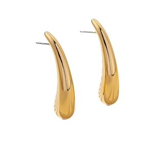 Elegante goldene Tropfenohrringe mit stromlinienförmigem Hohlraum und Wellentextur