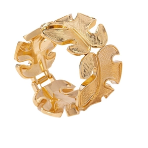 Chic gold irregular leaf cuff bracelet with intricate hollowed-out tropical leaf veins