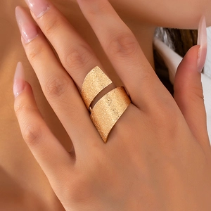 Minimalist Frosted Alloy Open Ring Geometric Wide Band Adjustable Jewelry For Men And Women Daily Wear Simple Gift