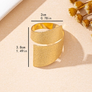 Minimalist gold wide open geometric ring with matte finish and 2cm width dimension