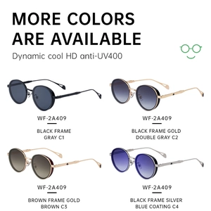 Detail view of retro oval sunglasses with metal frames and UV400 protective side shields