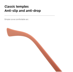Detail of orange anti-slip sunglass temples with ergonomic anti-drop curved design