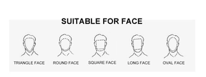 Face shape guide for TR square frame sunglasses showing triangle round square and oval faces