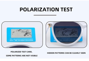 Polarized lens test showing a hidden fish pattern with white TR frame sunglasses