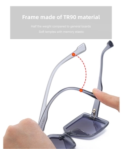 Flexible TR90 polarized sunglasses frame showing lightweight memory elasticity detail