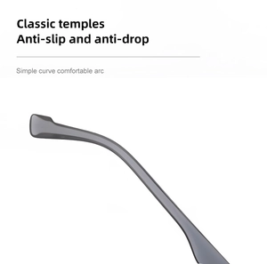 Close-up of matte black ergonomic anti-slip temple tips for polarized sunglasses