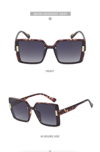 Detail of tortoise frame polarized sunglasses with gold metal buckle on the temples