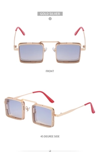 Détail de lunettes steampunk avec monture en métal doré ajouré et verres dégradés