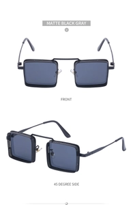 Détails de lunettes de soleil steampunk noir mat avec monture métallique ajourée