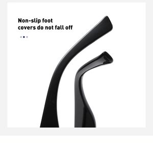 Close-up of black non-slip silicone foot covers for square frame sunglasses