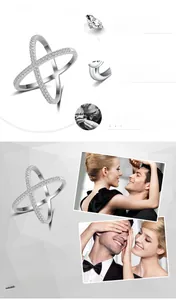 Macro details of AAA cubic zirconia setting and cross layered design on a copper ring