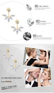 Detail of 18K gold plated ear jackets featuring AAA marquise and round cubic zirconia