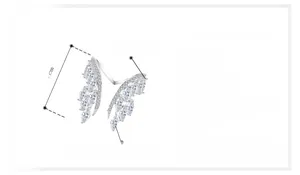 Detailed specs of angel wing ring with AAA cubic zirconia and 18K white gold plating