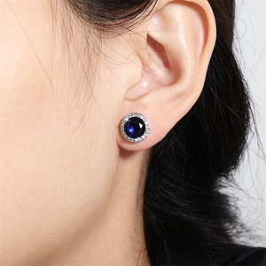 Round AAA Zircon Halo Stud Earrings With Brass Earring Post Fashion Elegant Jewelry For Women Sparkly Colorful