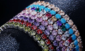 Macro di bracciali tennis con cristalli colorati da 4mm e chiusura regolabile