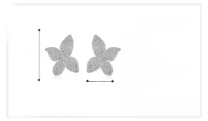Detailed view of flower earrings with cubic zirconia and silver plating plating