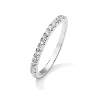 Elegant silver pave eternity ring featuring sparkling round cubic zirconia stones