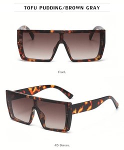 Front and 45-degree angle views of tortoiseshell square sunglasses with gradient lenses