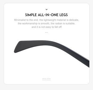 Close-up of matte black sunglasses temples showing sleek minimalist integrated design