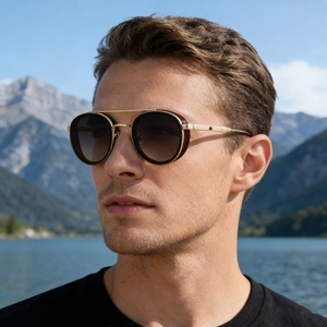 Oval Frame Sunglasses Vintage Steampunk Shades Metal Frame Double Bridge UV400 Lenses Outdoor Fashion For Men Women